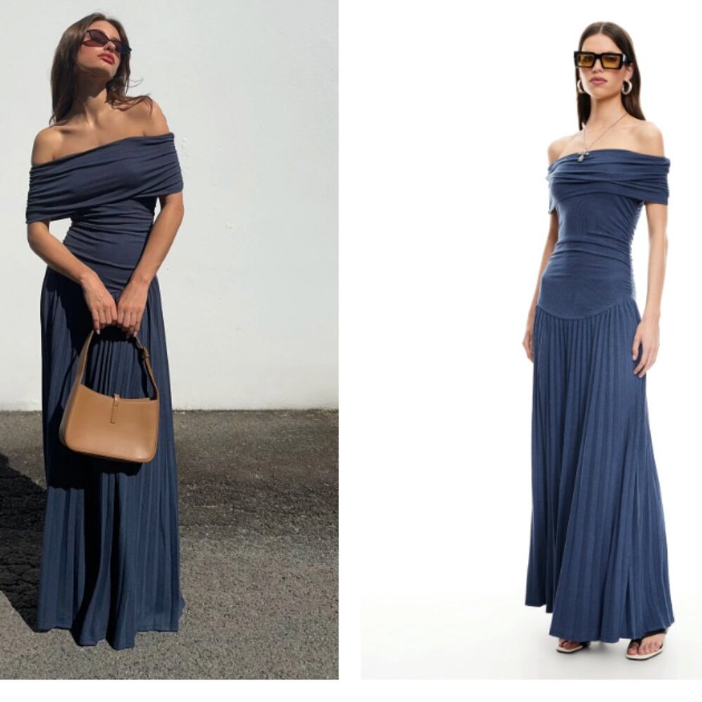 NWT LIONESS NAVY FIELD OF DREAMS MAXI DRESS M